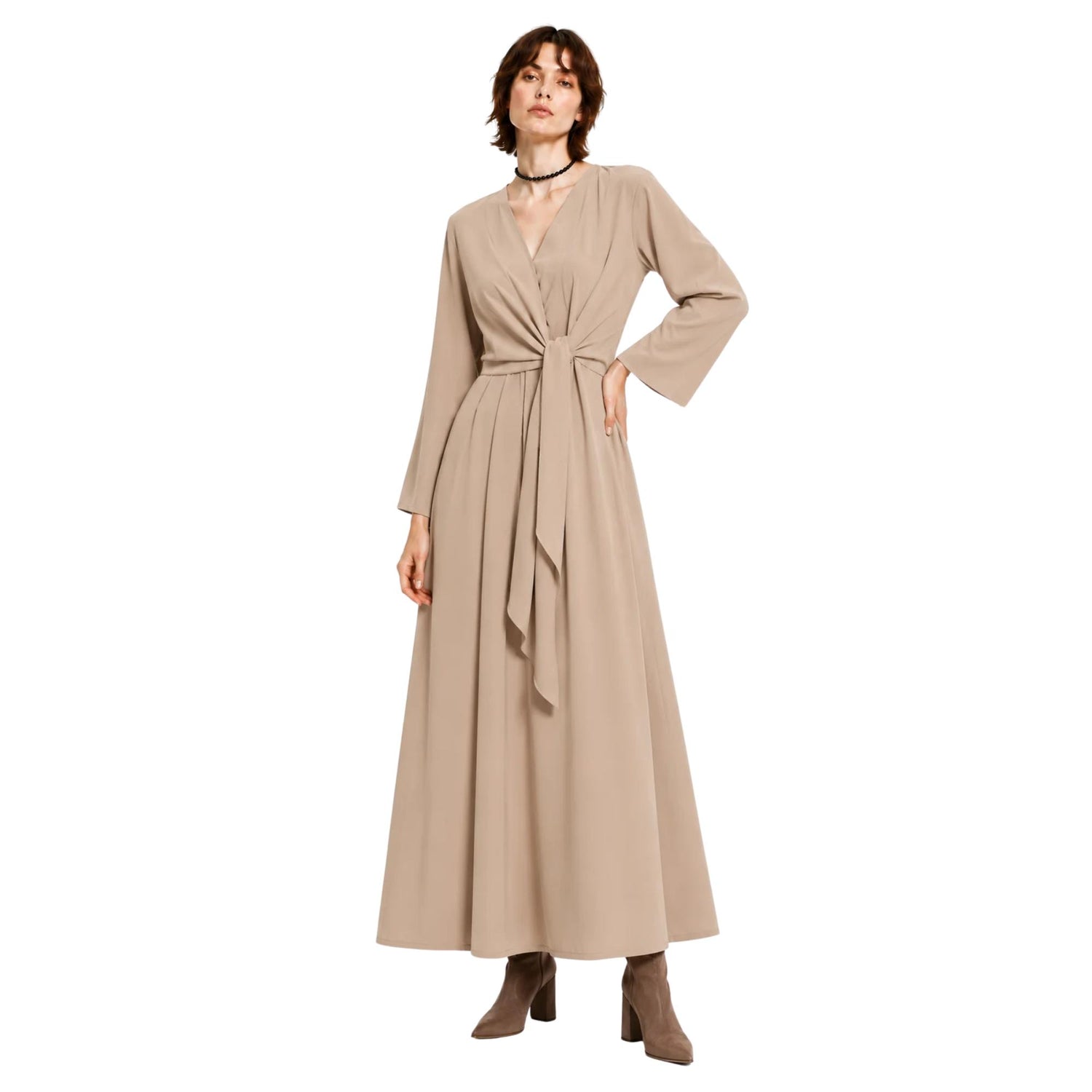 TIE-FRONT A-LINE MIDI DRESS فستان “ASTER”