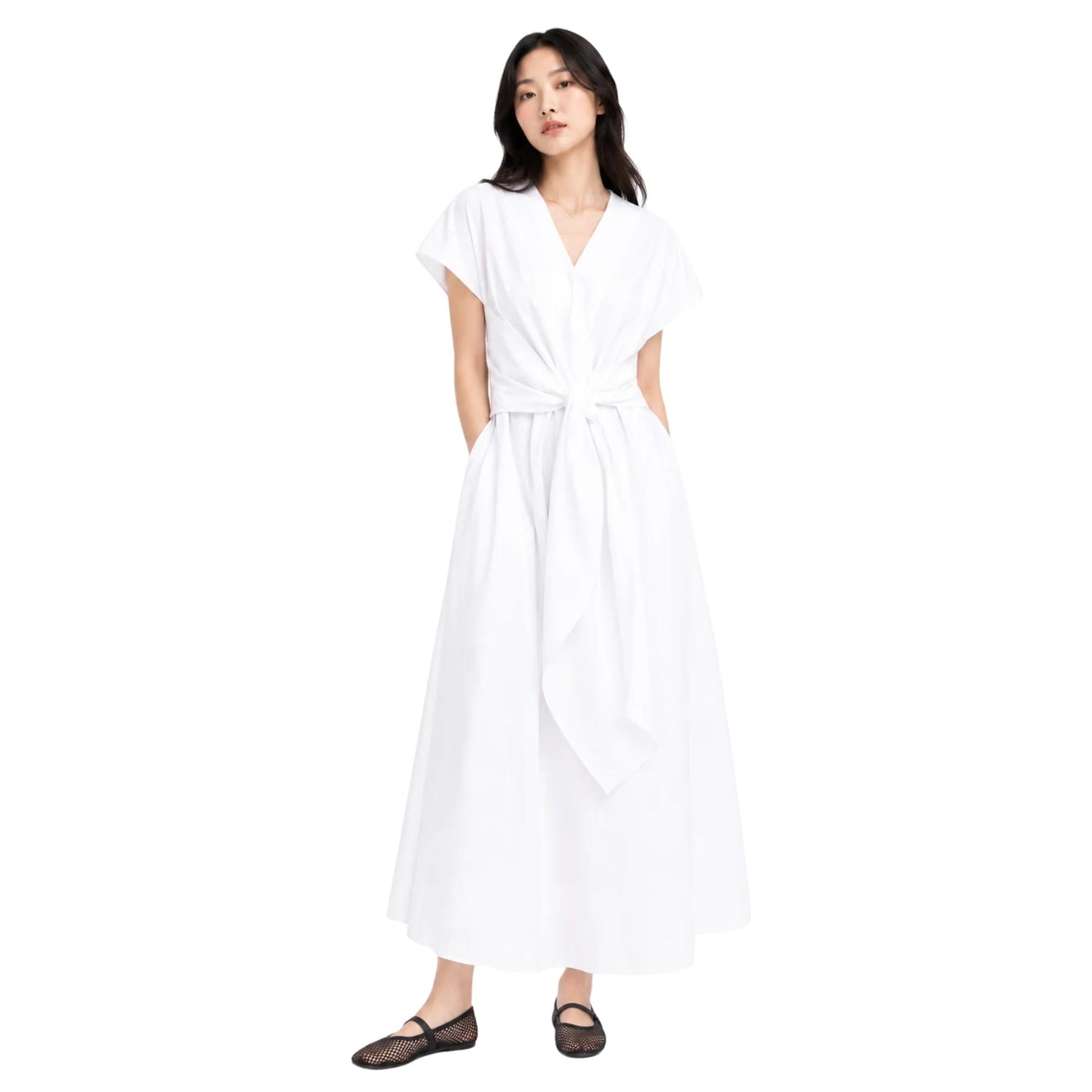 TIE-WAIST COTTON DRESS (فستان) "AERIA"