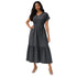 V-NECK BELTED DRESS “LEE-JOHN"