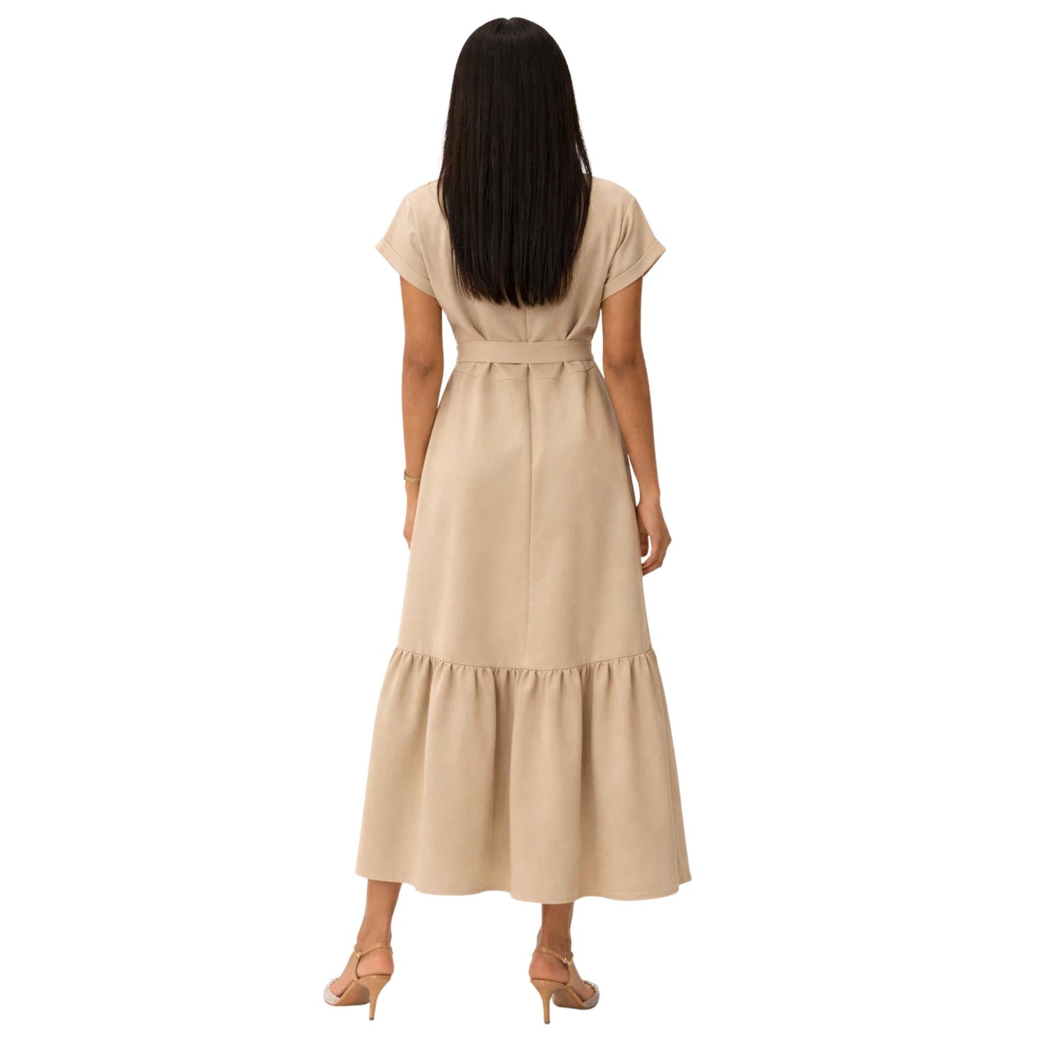 V-NECK BELTED DRESS “LEE-JOHN"