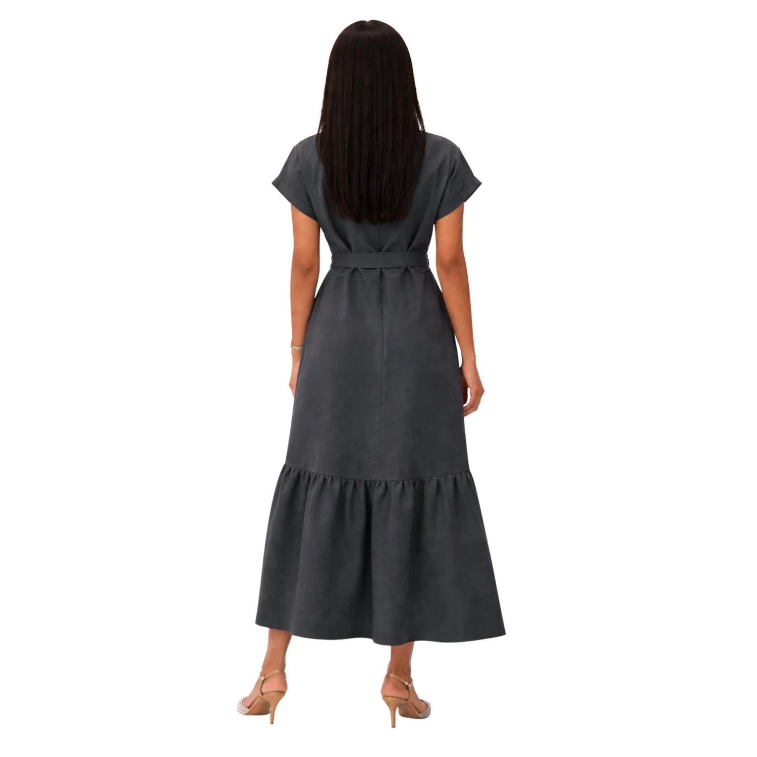 V-NECK BELTED DRESS “LEE-JOHN"