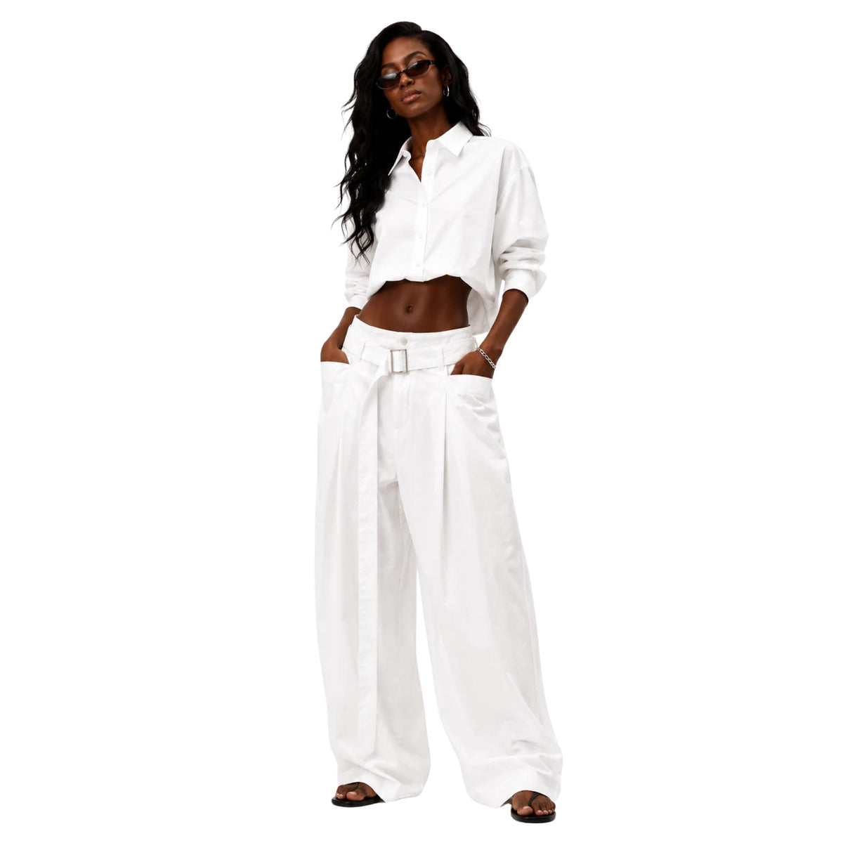 WIDE-LEG HIGH-WAIST BELTED TROUSERS (بنطلون) “HANGANG”