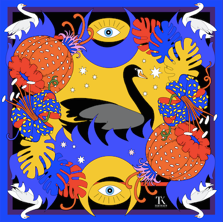 BLACK SWAN SILK SCARF (وشاح)