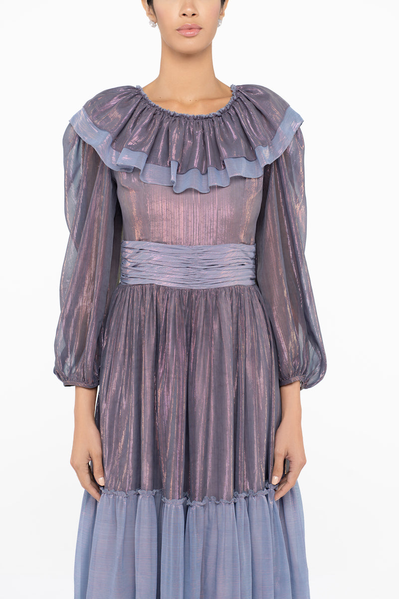 RUFFLE DRESS (فستان) WITH GATHERED BELT “NOOR”