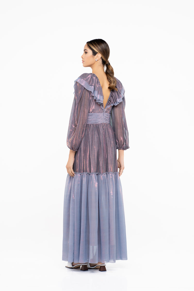 RUFFLE DRESS (فستان) WITH GATHERED BELT “NOOR”